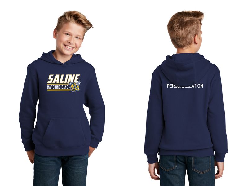 Youth Cotton Hooded Sweatshirt - Navy, Grey