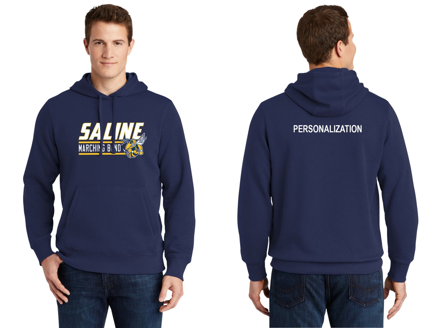 Adult Pullover Hooded Sweatshirt- Navy, Grey