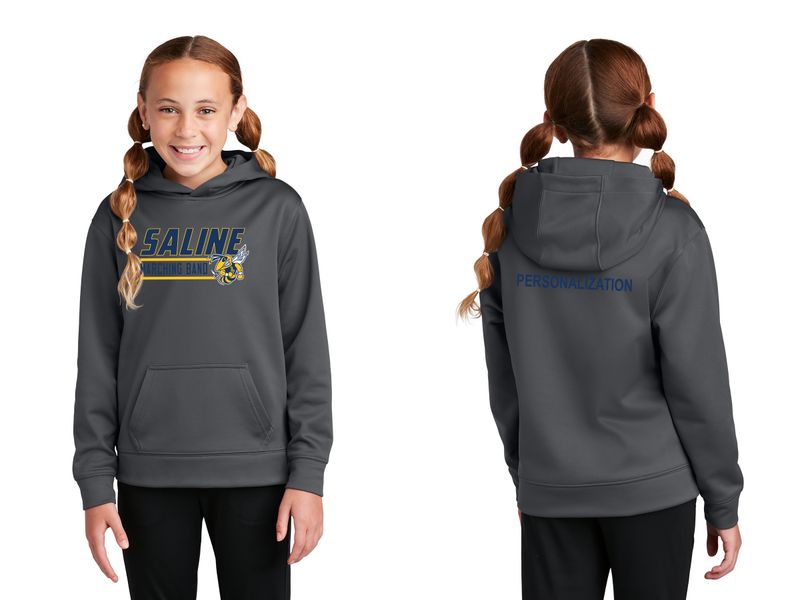 Youth Performance Fleece Hooded Pullover -Navy, Grey