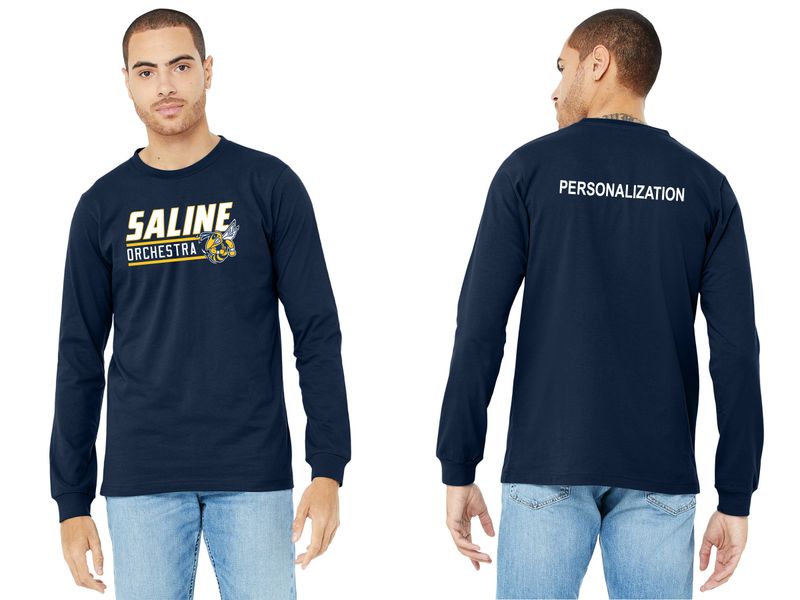 Adult Soft Cotton Long Sleeve T-Shirt- Navy, Grey