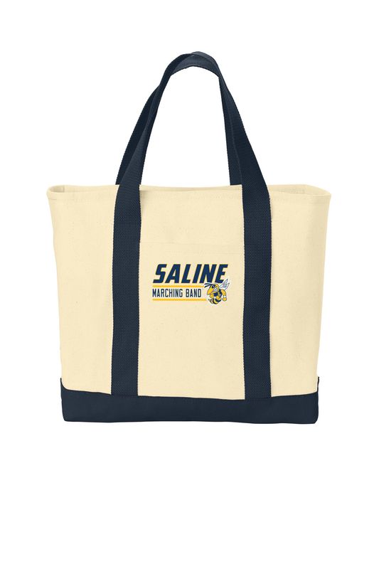 Twill Two-Tone Shopping Tote - Navy