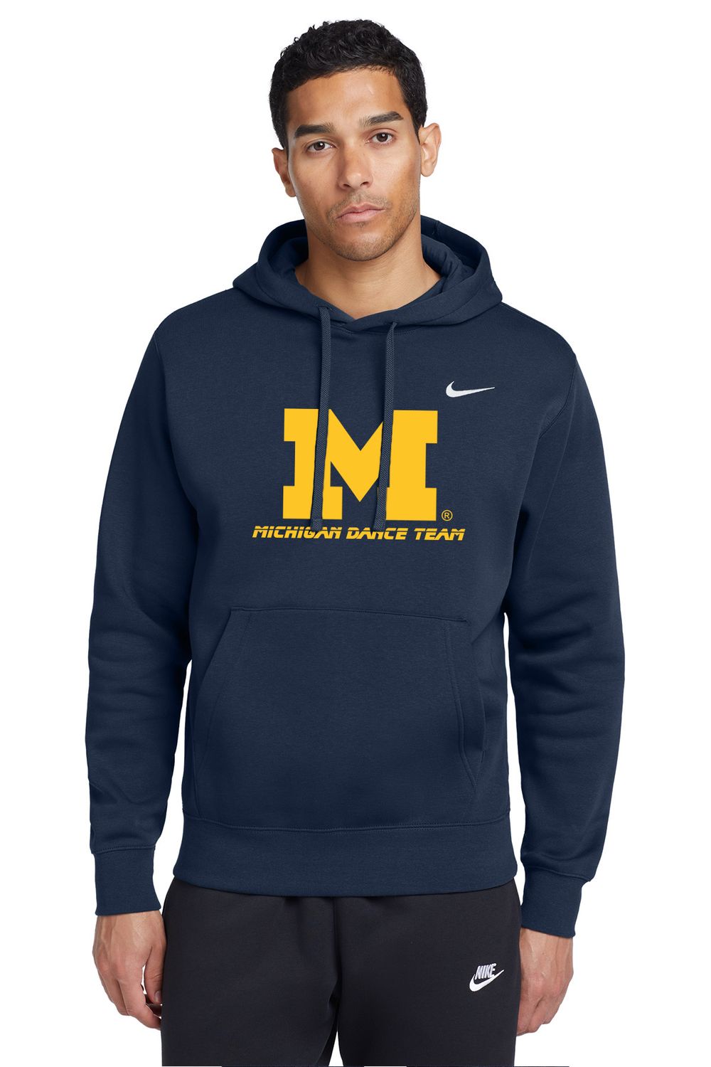 Adult Nike Club Fleece Pullover Hoodie- Navy, Dark Grey Heather