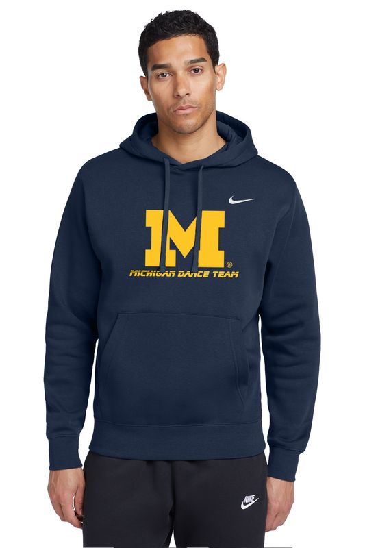 Adult Nike Club Fleece Pullover Hoodie- Navy, Dark Grey Heather