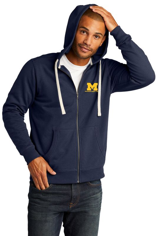 Unisex District Re-Fleece Full-Zip Hoodie- Navy, Light Grey Heather