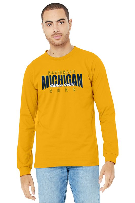 U of M Dance Team Nationals Long Sleeve T-Shirt- Maize