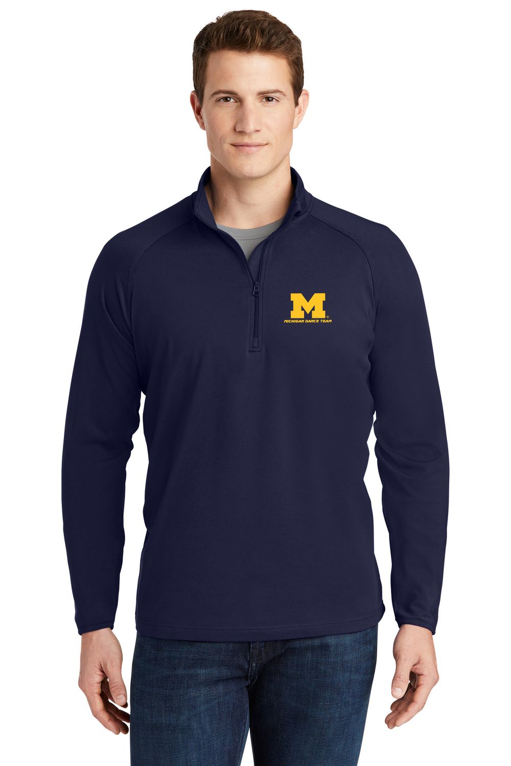 Adult Men's Stretch 1/4 Zip- Navy, Heather Grey