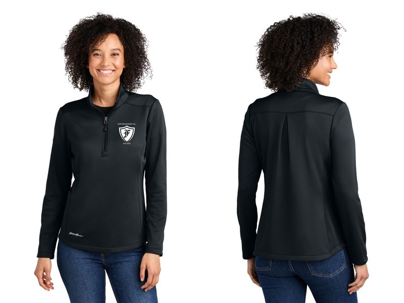 Eddie Bauer Women’s Smooth Mid Layer Fleece 1/2-Zip- Black, Iron Gate
