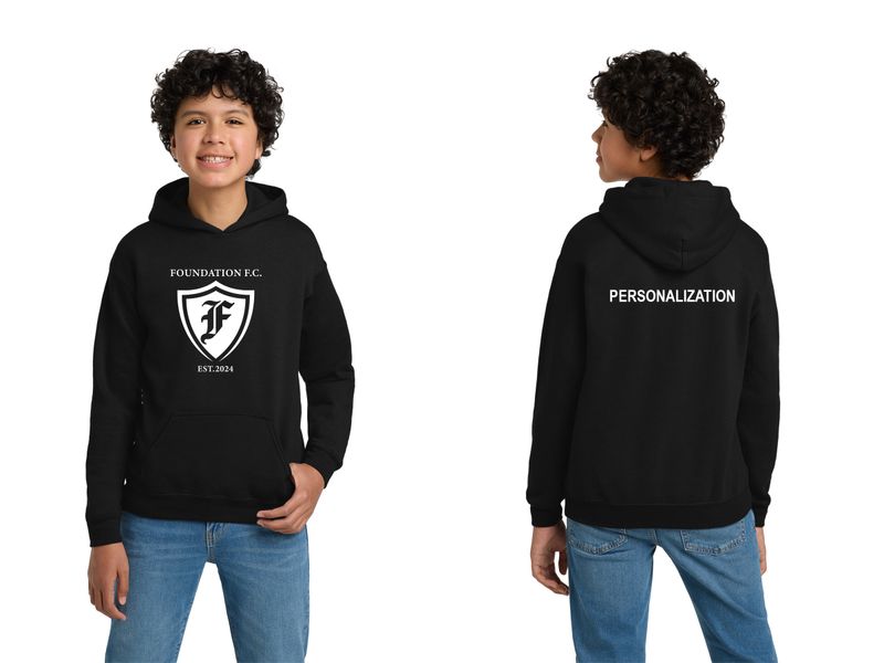 Youth Cotton Hoodie - Black/Maroon/Dark Heather Grey