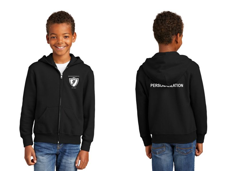 Youth Fleece Full-Zip Hooded Sweatshirt- Black, Maroon, Dark Grey