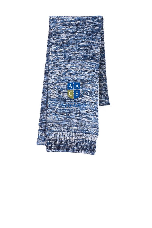 Sport-Tek Marled Scarf- Royal/Black/White, Black/Grey/White