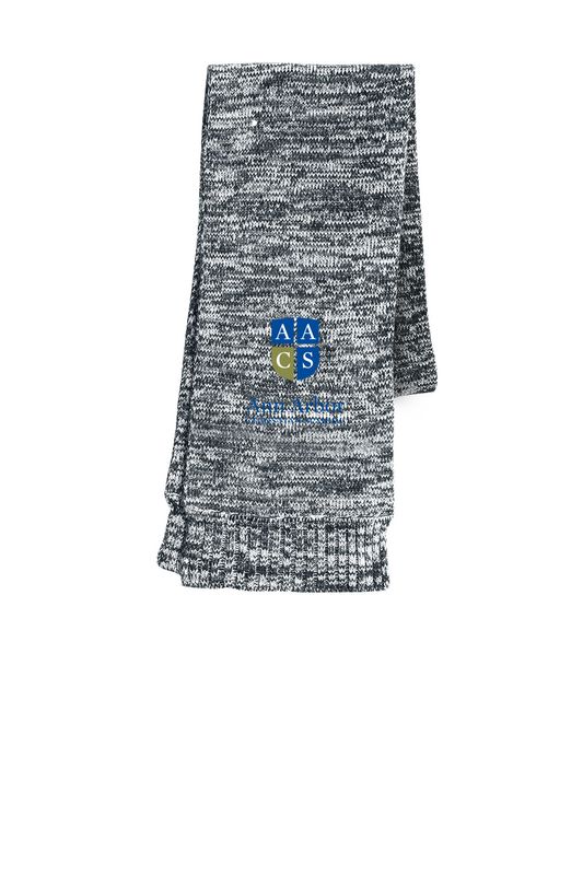 Sport-Tek Marled Scarf- Royal/Black/White, Black/Grey/White