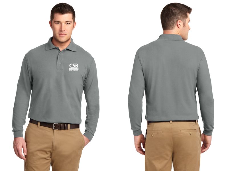 Silk Touch Long Sleeve Polo- Black, Cool Grey,  Royal