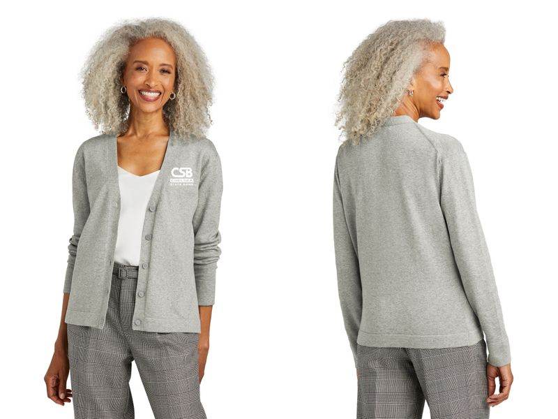 Brooks Brothers Women's Cotton Stretch Cardigan Sweater- Black, Grey
