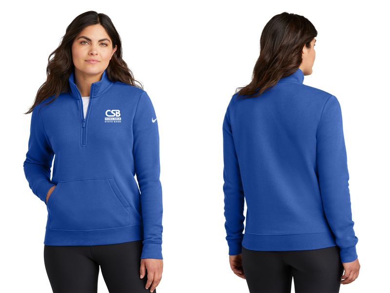 Nike Ladies Club Fleece Sleeve Swoosh 1/2-Zip- Dark Grey Heather, Royal, Black