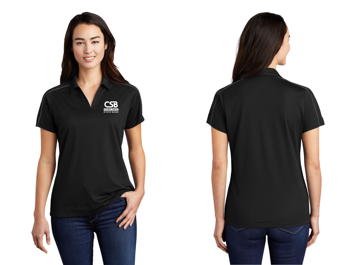 NEW Women's Micropique Sport Wick Piped Polo- Black/Iron Grey, Iron Grey/ White, Black/True Royal