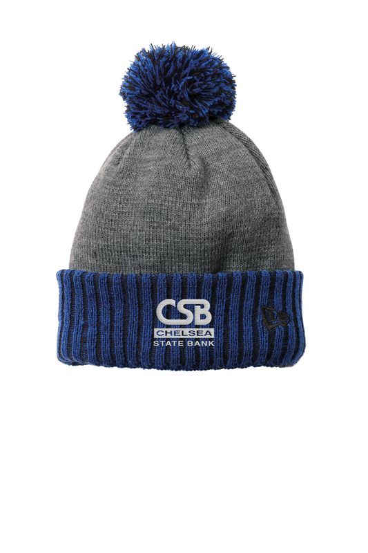 New Era Colorblock Cuffed Beanie- Black/ Heather Grey, Royal/ Heather Grey
