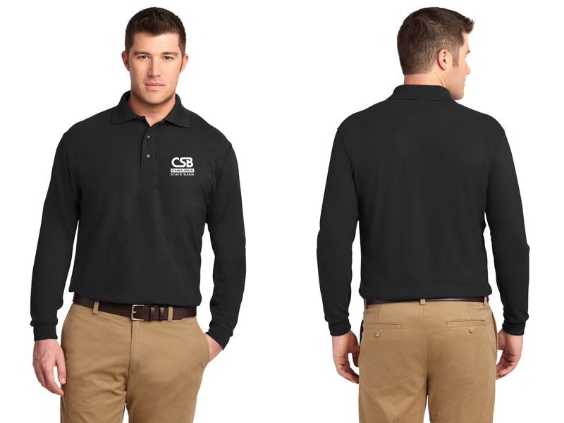 NEW Silk Touch Long Sleeve Polo- Black, Cool Grey,  Royal