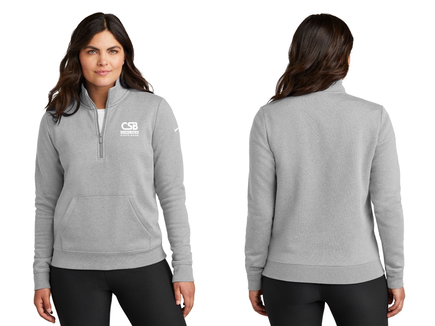 NEW Nike Ladies Club Fleece Sleeve Swoosh 1/2-Zip- Dark Grey Heather, Royal, Black