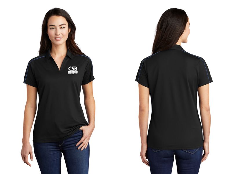 Women's Micropique Sport Wick Piped Polo- Black/Iron Grey, Iron Grey/ White, Black/True Royal