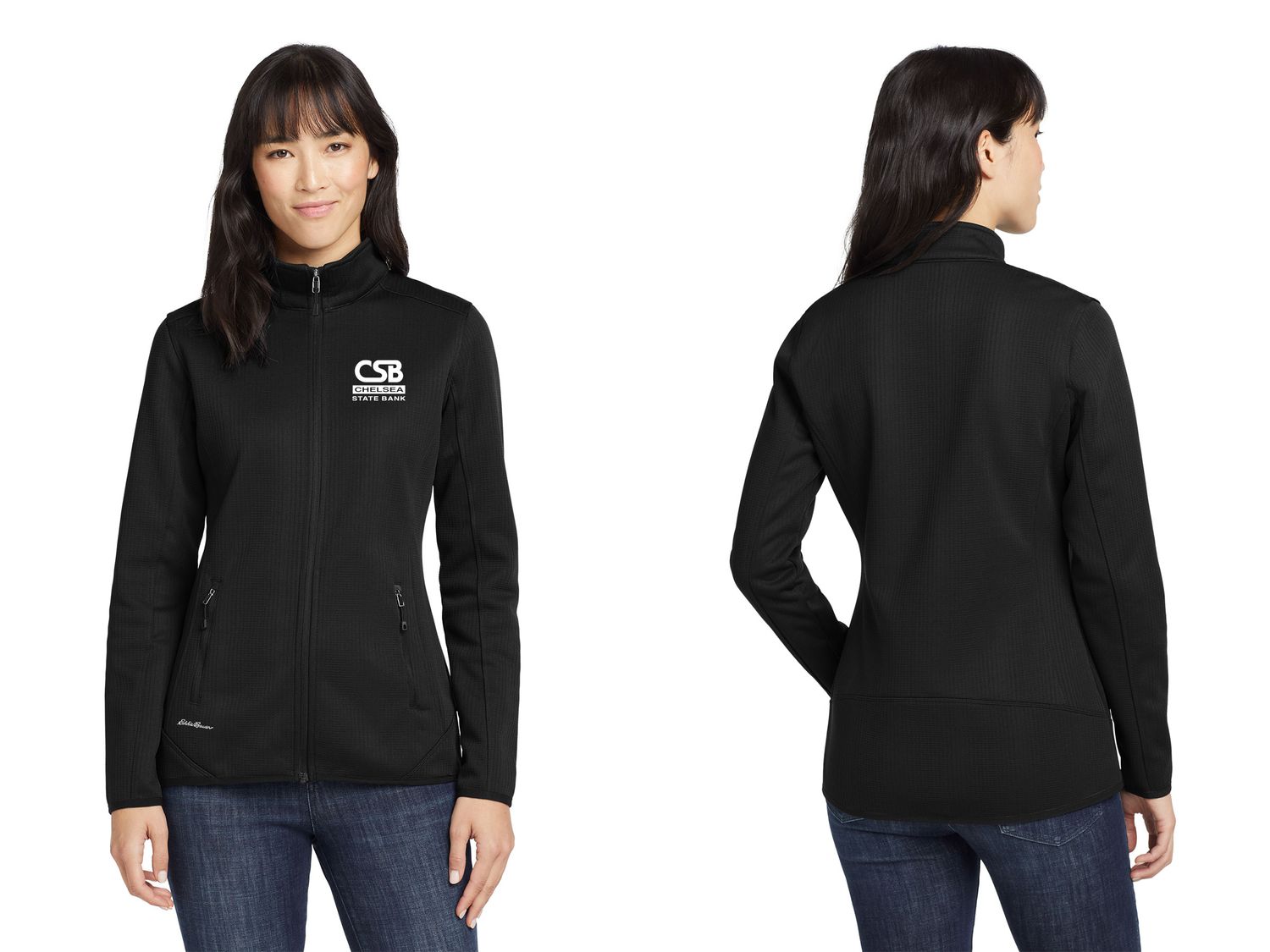 NEW Eddie Bauer Women's Dash Full-Zip Fleece Jacket- Black, Grey