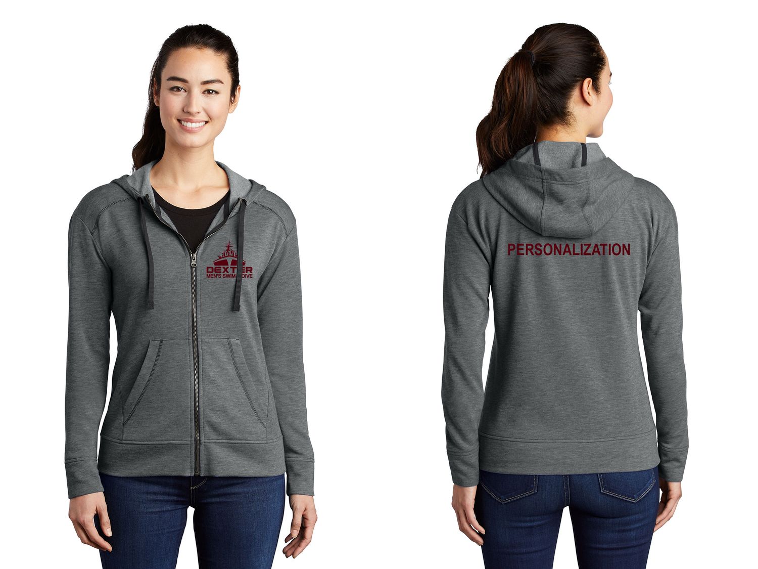 Women's Full Zip Hoodie - Grey Women's Full Zip Hoodie - Grey