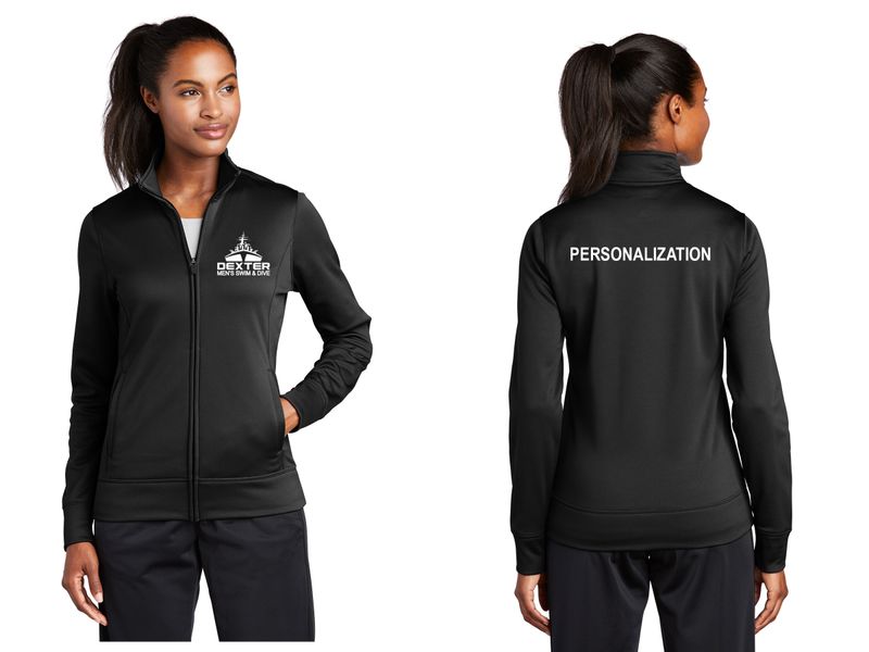 Womens Sport Tek Full Zip Fleece Jacket - White, Black, Smoke Grey