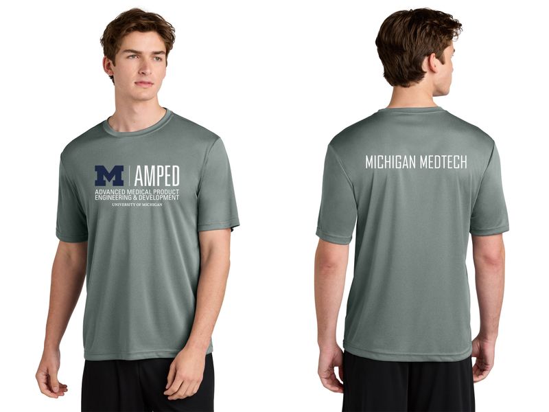 Adult Short Sleeve Performance Tee- Navy, Concrete Heather Grey, Gold
