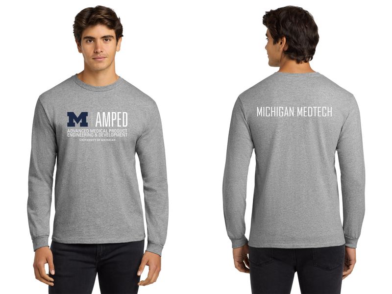 Adult Soft Cotton Long Sleeve T-Shirt-Navy, Sport Grey, Maize