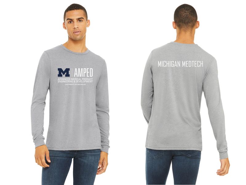 Adult Soft Cotton Long Sleeve T-Shirt- Grey, Maize, Navy