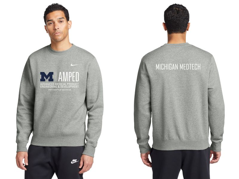 Unisex Nike Club Fleece Crew - Navy, Dark Grey Heather