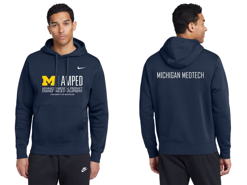 Adult Nike Club Fleece Pullover Hoodie- Navy, Dark Grey Heather