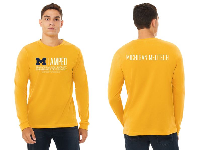 Adult Soft Cotton Long Sleeve T-Shirt- Grey, Maize, Navy