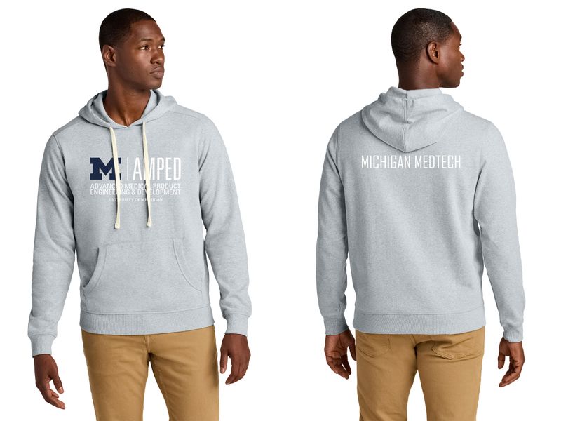 Unisex Re-Fleece Hoodie- Navy, Light Grey Heather