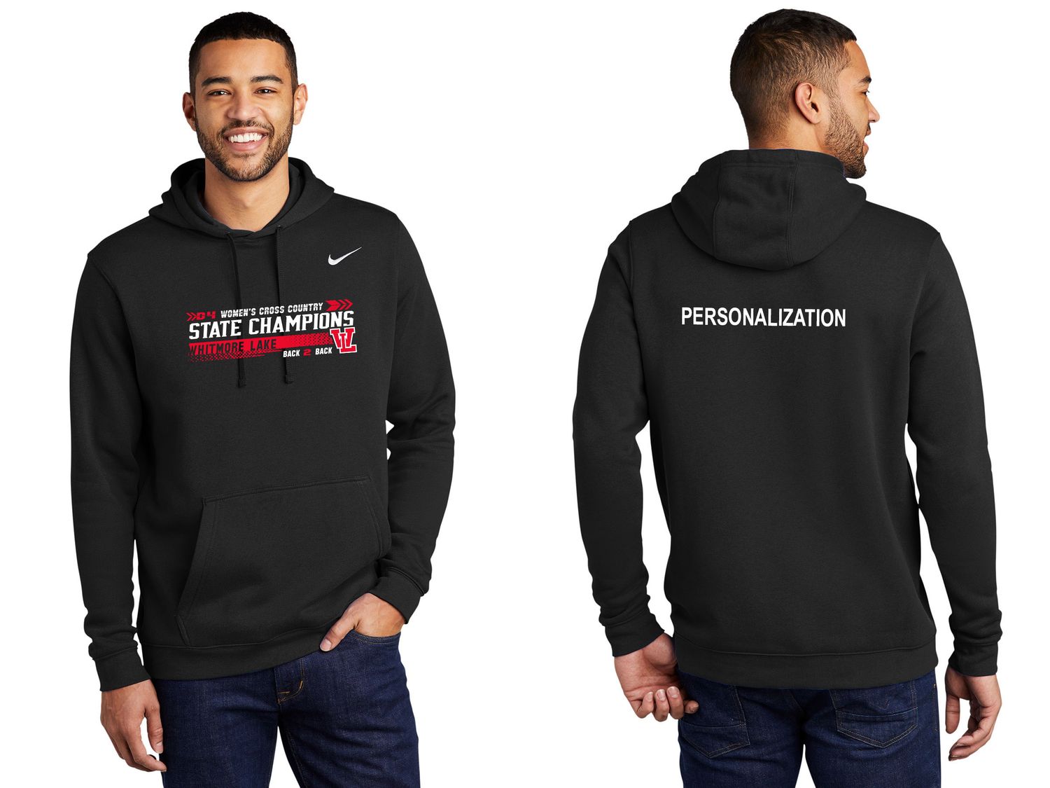 Adult Nike Club Fleece Pullover Hoodie- Black, Dark Grey Heather Adult Nike Club Fleece Pullover Hoodie- Black, Dark Grey Heather