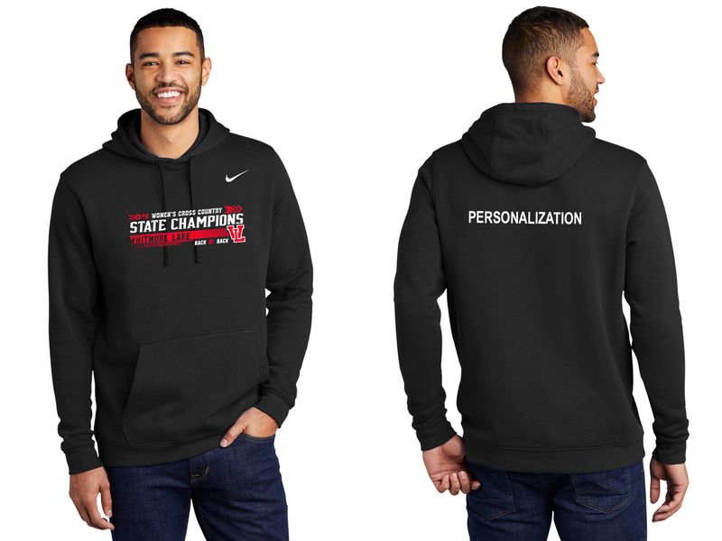 Adult Nike Club Fleece Pullover Hoodie- Black, Dark Grey Heather