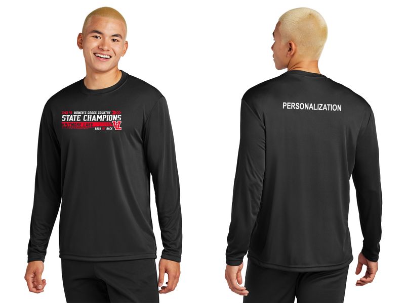 Adult Long Sleeve Performance T- Black, Concrete Grey Heather