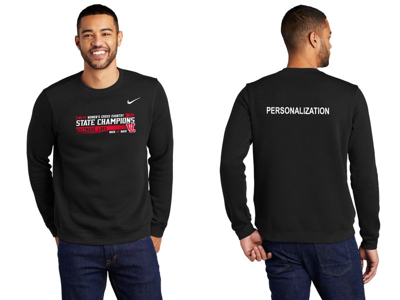 Unisex Nike Club Fleece Crew - Black, Dark Grey Heather