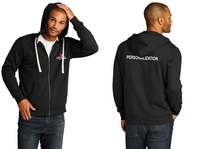 Unisex District Re-Fleece Full-Zip Hoodie- Black, Light Grey