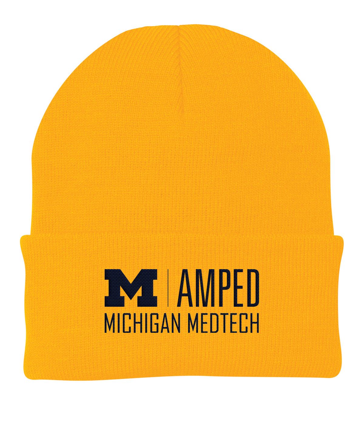 Knit Beanie - Navy, Grey, Gold
