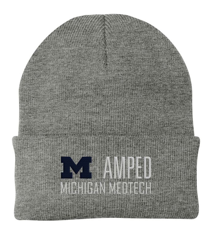 Knit Beanie - Navy, Grey, Gold