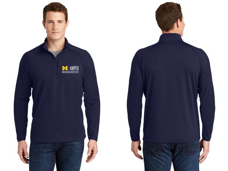 Adult Men's Stretch 1/4 Zip- Navy, Heather Grey