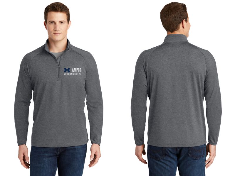 Adult Men's Stretch 1/4 Zip- Navy, Heather Grey