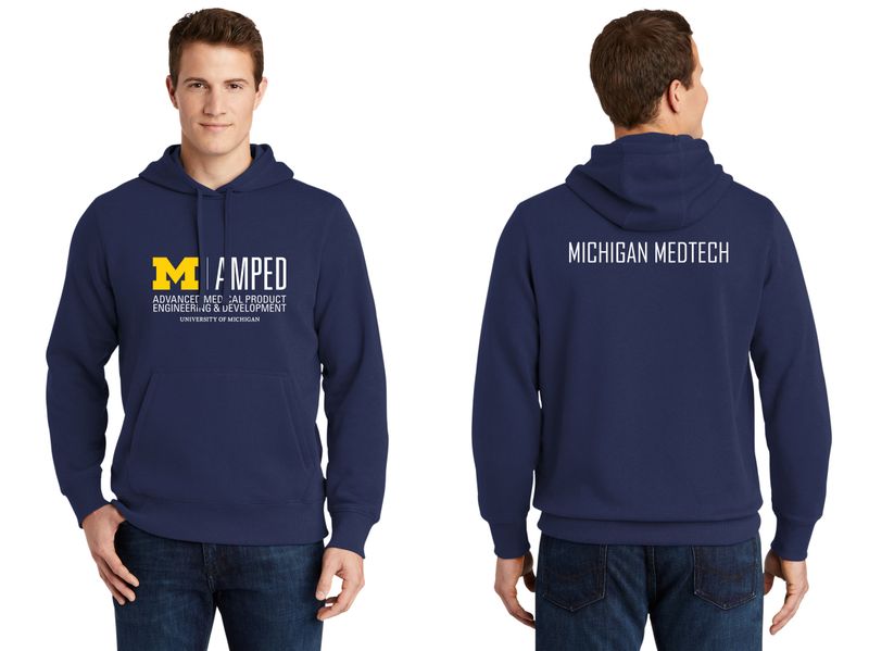 Adult Pullover Hooded Sweatshirt- Navy, Gold