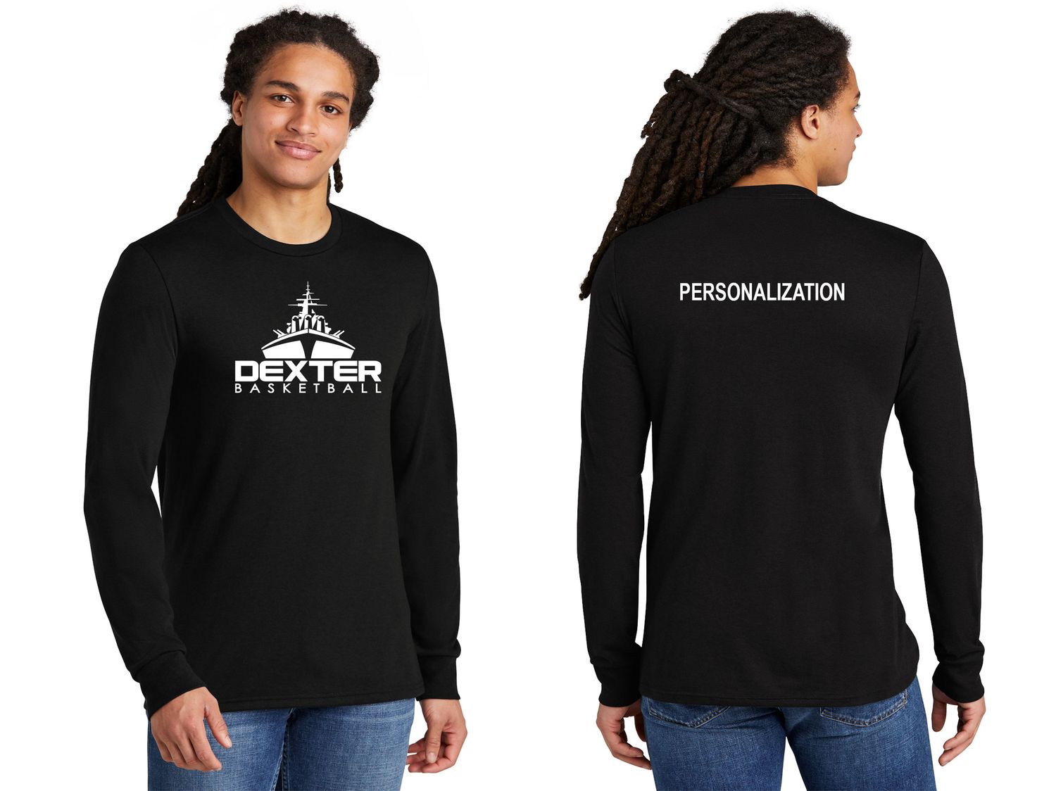 Unisex District Perfect Tri Long Sleeve Tee - Black, White, Grey