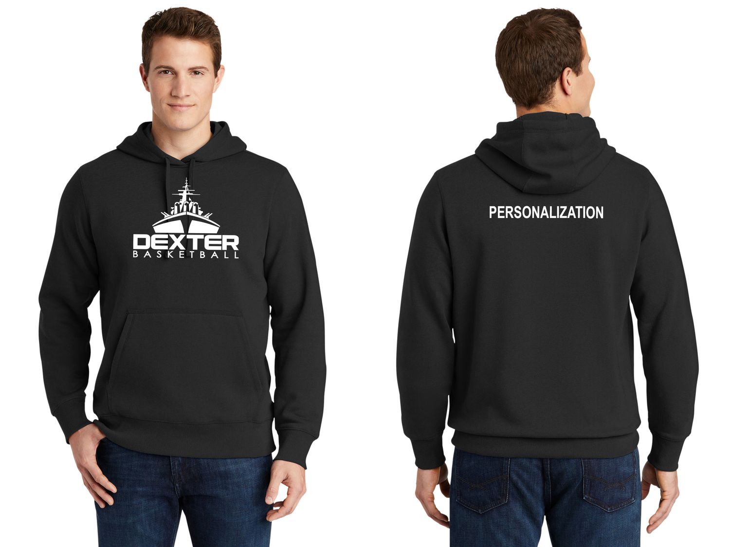 Adult Pullover Hooded Sweatshirt- Black, Athletic Heather