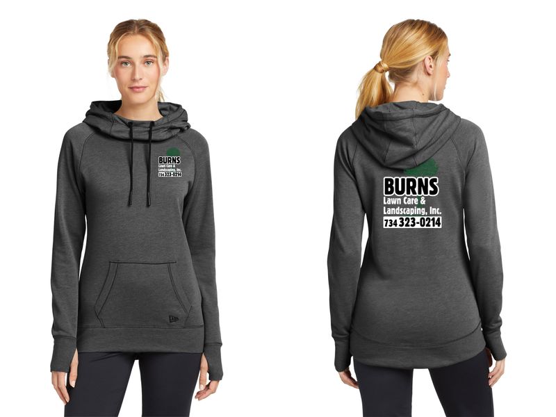 Ladies Tri-Blend Fleece Pullover Hoodie (Screen Print)-Black Heather/Grey Heather