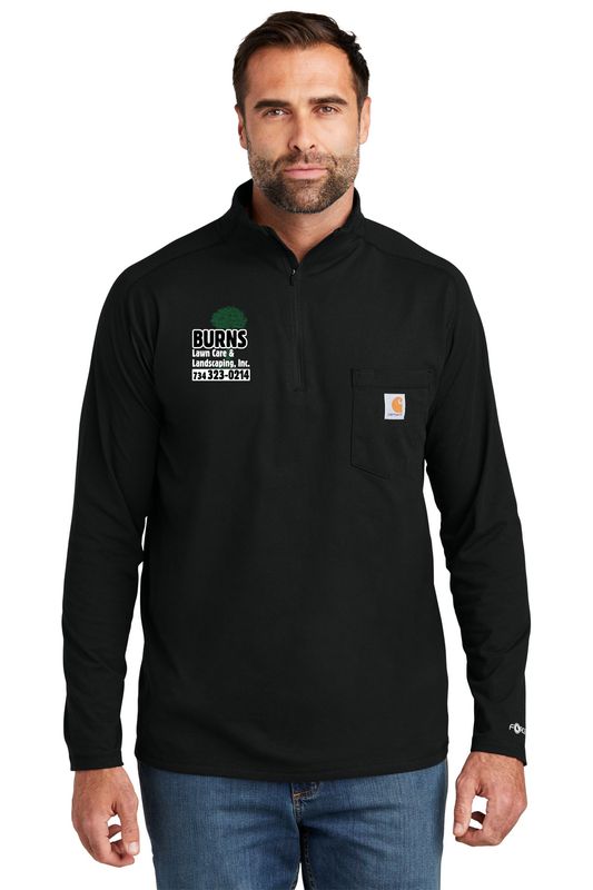 Carhartt Force 1/4-Zip Long Sleeve T-Shirt (Embroidered)- Black