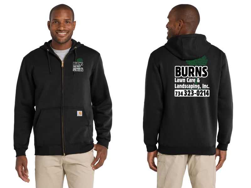 Carhartt Hooded Full-Zip Hoodie (Screen print)- Black