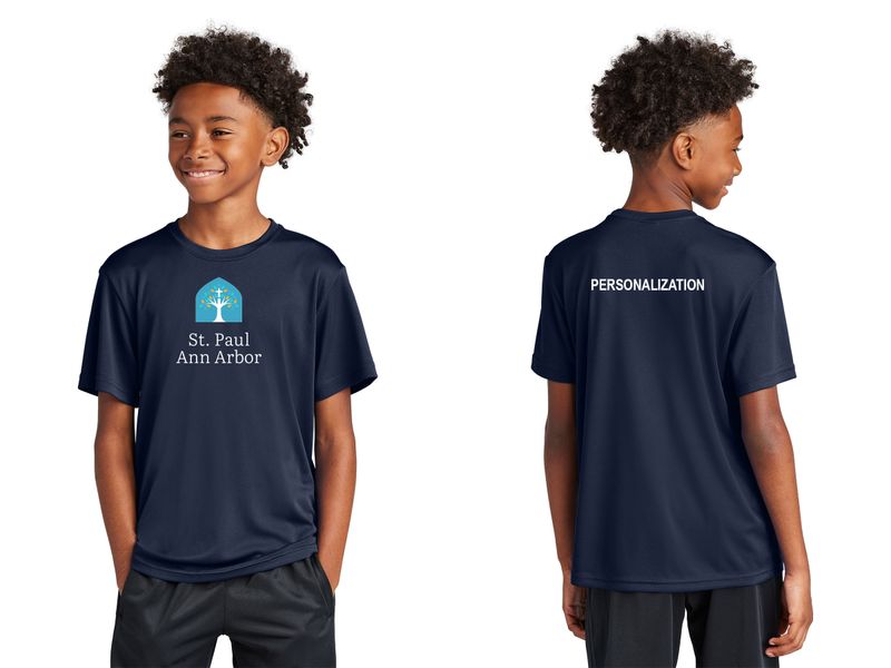 Youth Unisex Performance Tee: Navy, Silver, White