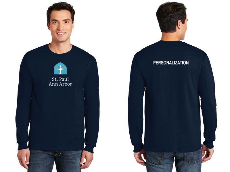 Adult Unisex Cotton Long Sleeve Tee : Navy, Grey, White
